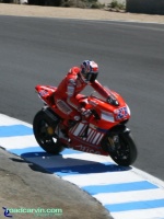 2007 Red Bull U.S. Grand Prix MotoGP - Casey Stoner: Casey Stoner taking an unorthodox line through the Corkscrew.